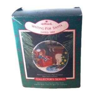 VTG Hallmark Keepsake Ornament 1988 “Waiting for Santa” Plate IOB Collectible